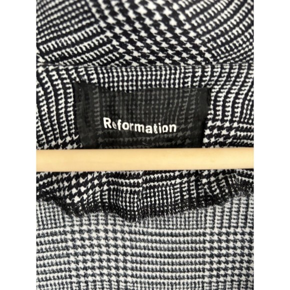Reformation Black & White Glen Plaid Blazer Button-Up Longline Blazer Size 2 - Picture 8 of 13